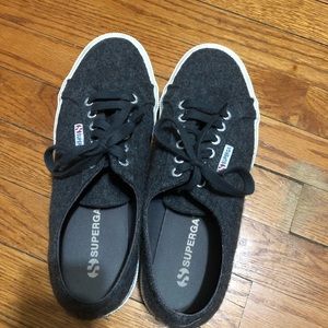 SUPERGA gray wool sneaker
